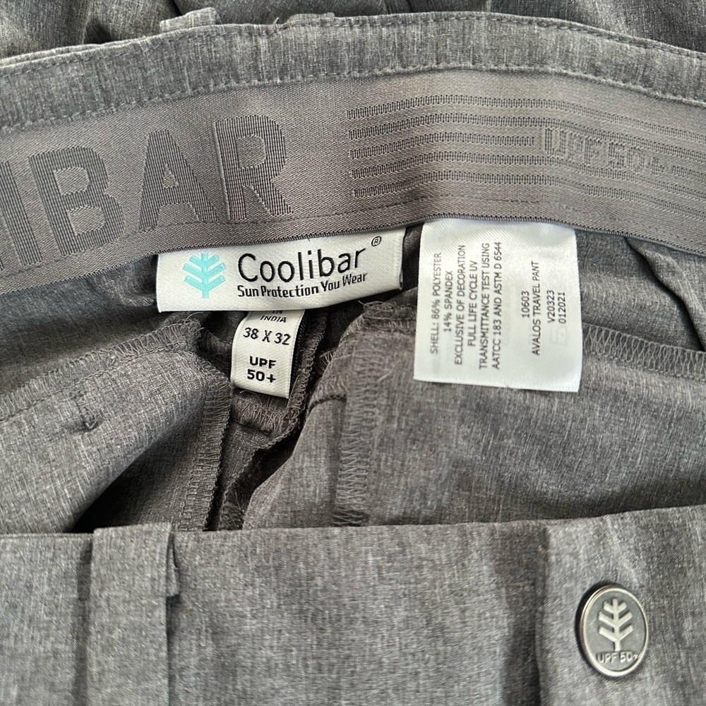 Coolibar Avalos Travel Pant UPF 50+ Protection Gray Grey Size 38X32 Men’s - Picture 5 of 7